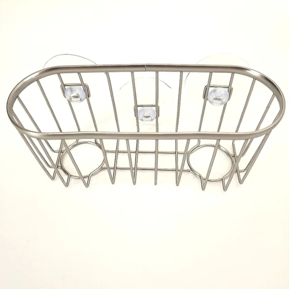 Chrome Sink Sponge & Dishwand Holder/ Caddy Kitchen‎ Sink Organizer Caddy
